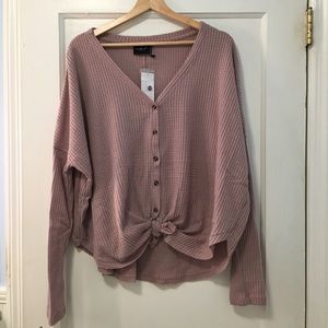 UO thermal lilac button down tie front top w/ tags